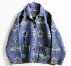 画像1: Woolrichウールリッチ フォークロア柄 リバーシブル ウール ラグジャケット W-XL (1)