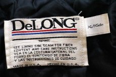 画像3: 90s USA製 DeLONGデロング タイガー チェーン刺繍&パッチ付き メルトン ウール 袖革スタジャン 黒 XL (3)