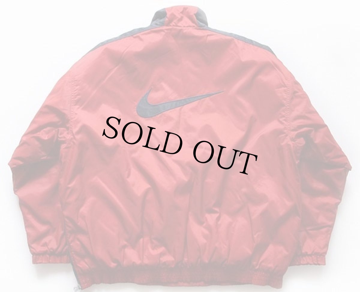 画像2: 90s NIKEナイキ プルオーバー 中綿入り ナイロンジャケット 赤 L (2)