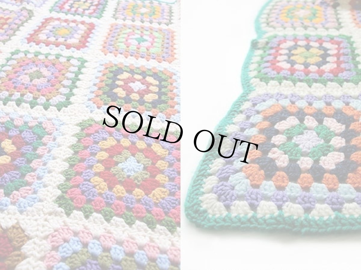 画像3: スクエア モチーフ ニット グラニー ブランケット★カギ編み (3)