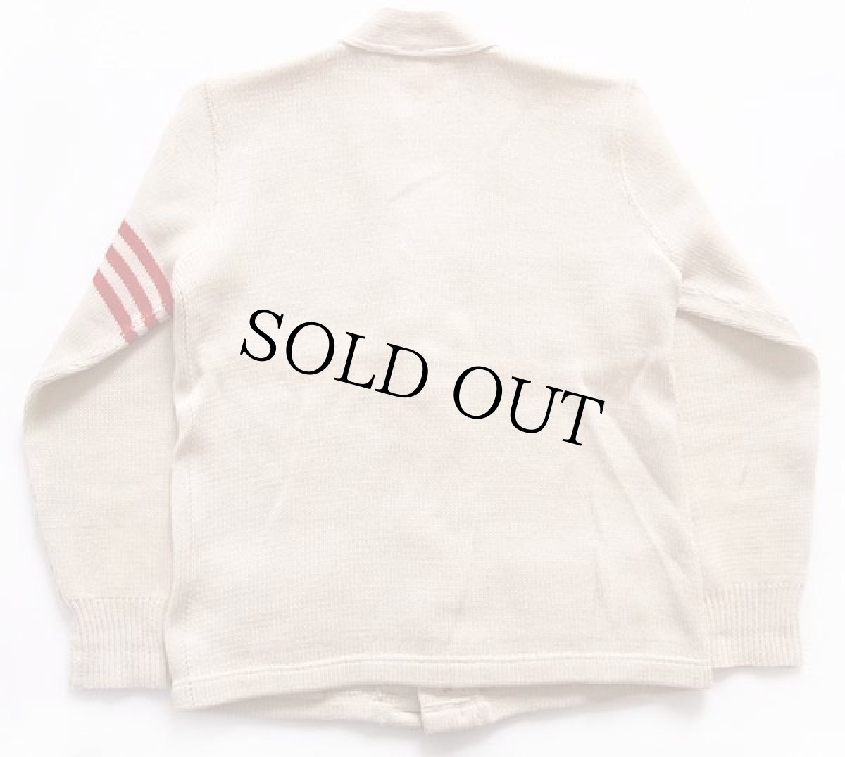 画像2: 40s NELSON ウールニット レタードカーディガン クリーム (2)