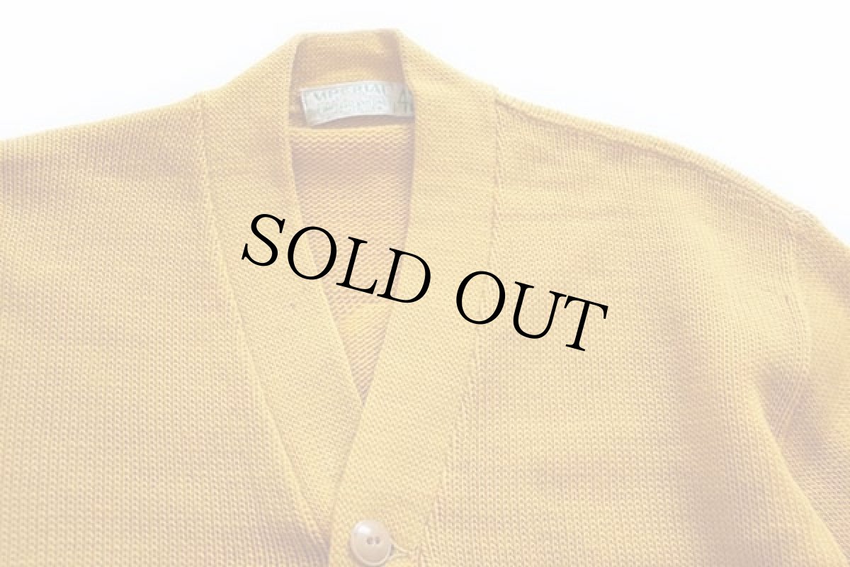 画像6: 50s IMPERIAL インディアンヘッド パッチ付き ウールニット レタードカーディガン ボロ マスタード 40 (6)