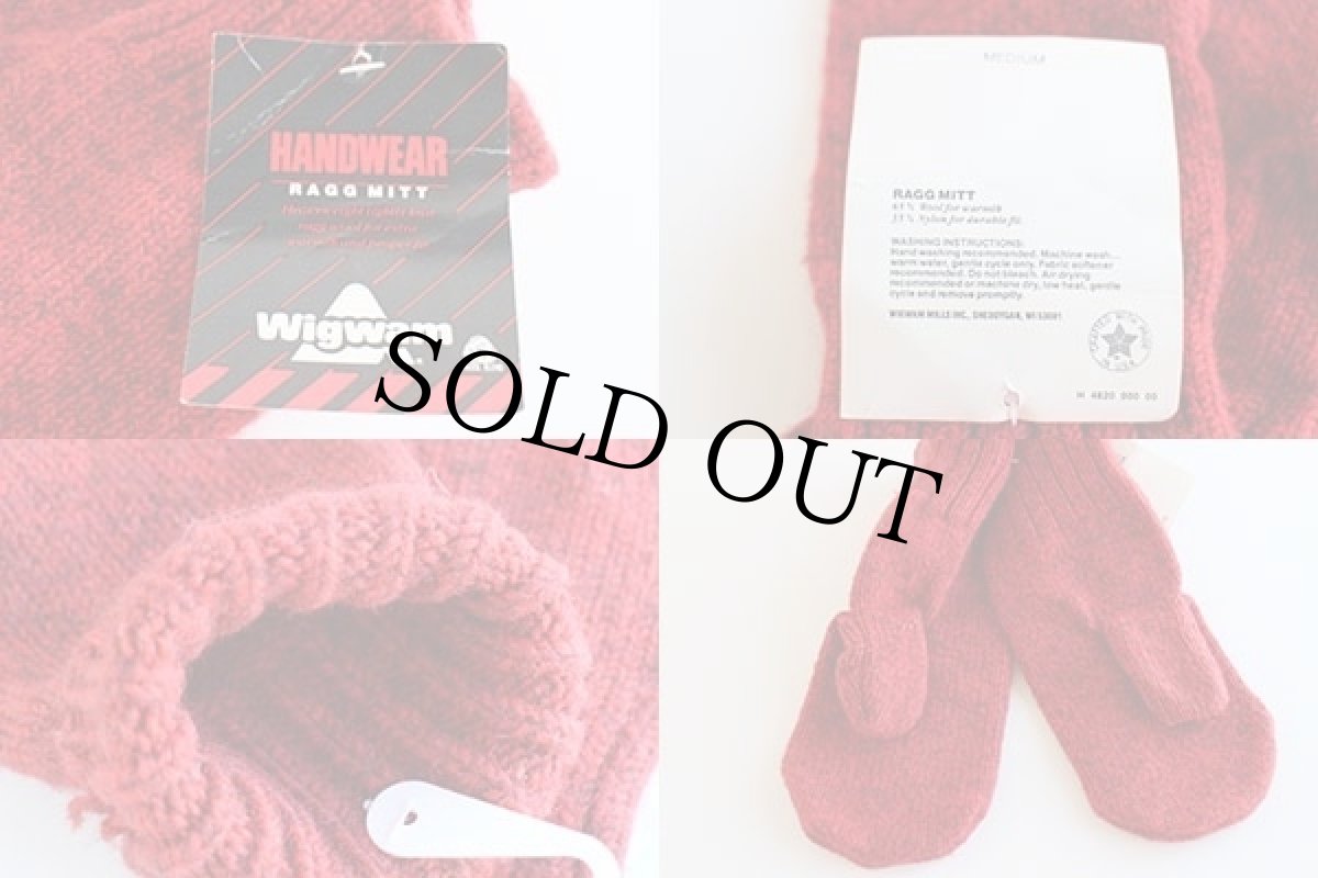 画像4: デッドストック★80s USA製 Wigwam RAGG MITT ウールニット ミトン グローブ 杢レッド M★手袋 (4)