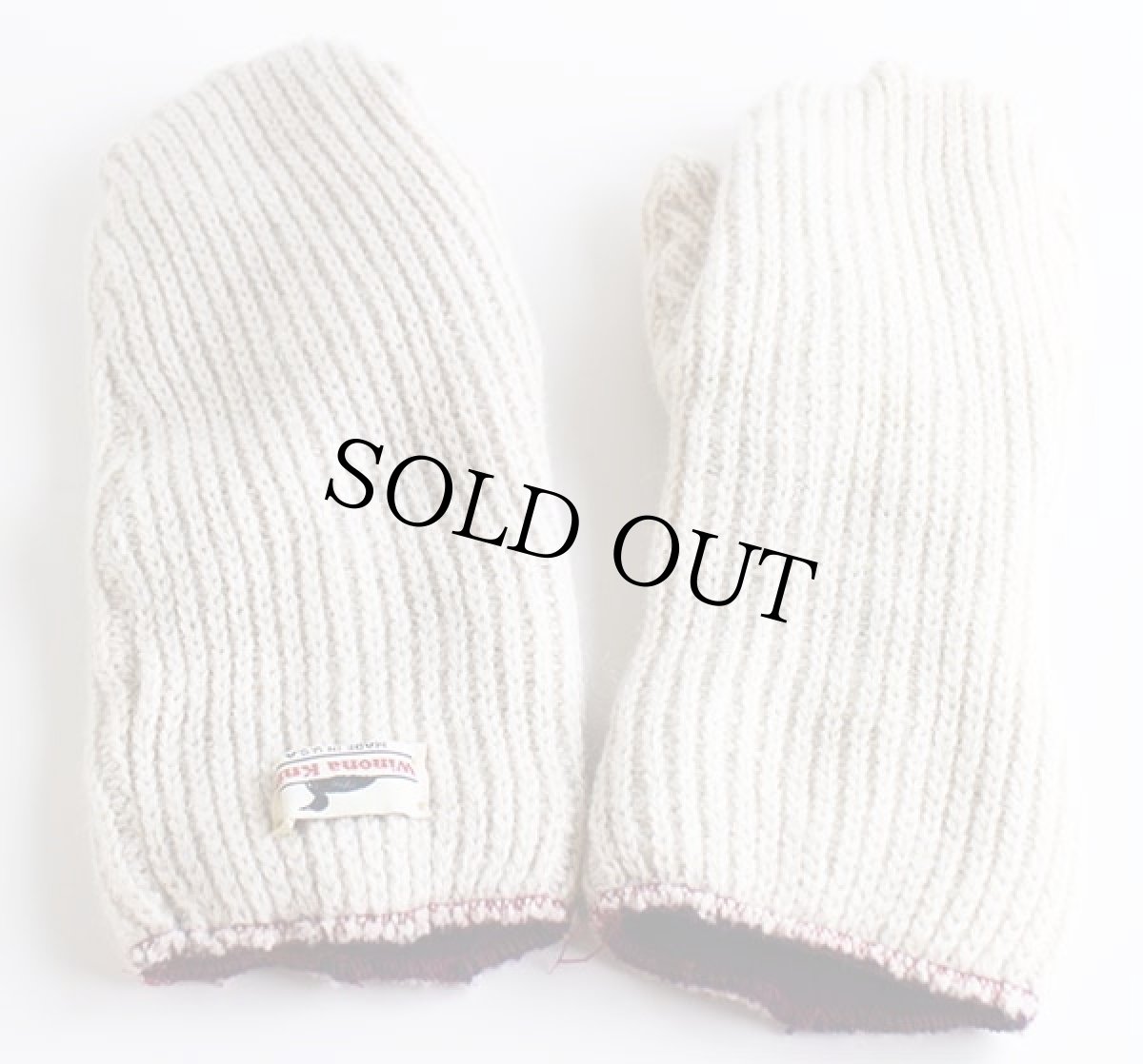 画像2: 90s USA製 Winona Knits ウール×コットン ニット ミトン グローブ ナチュラル L★手袋 (2)