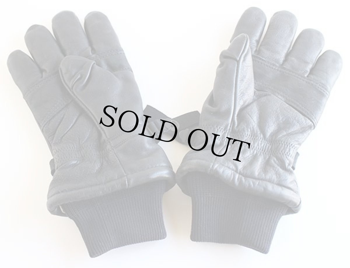 画像2: 00s 米軍 中綿入り レザーグローブ 黒 M★手袋 (2)