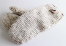 画像1: 90s USA製 Winona Knits ウール×コットン ニット ミトン グローブ ナチュラル L★手袋 (1)