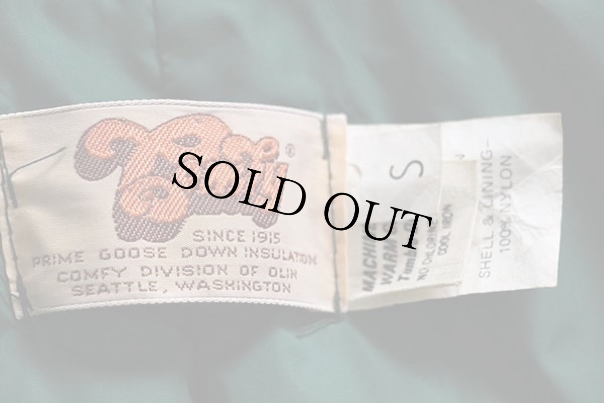 画像4: 70s Comfy フード付き ダウンジャケット 緑 S★パーカー (4)