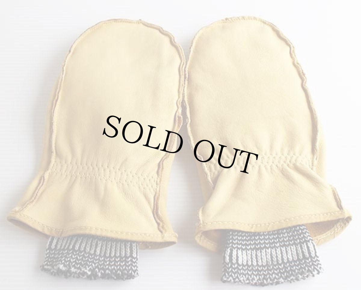 画像2: UNKNOWN ニットライナー付き ディアスキン レザー ミトン グローブ★手袋 (2)