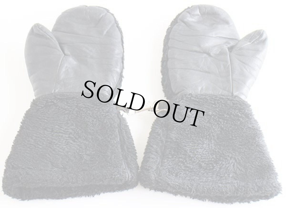 画像3: UNKNOWN ニットライナー付き STEERHIDE ボア×レザー ミトン グローブ ロング 黒 L★手袋 (3)