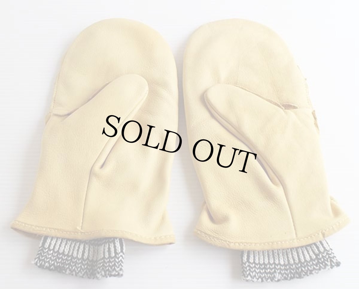 画像3: UNKNOWN ニットライナー付き ディアスキン レザー ミトン グローブ★手袋 (3)