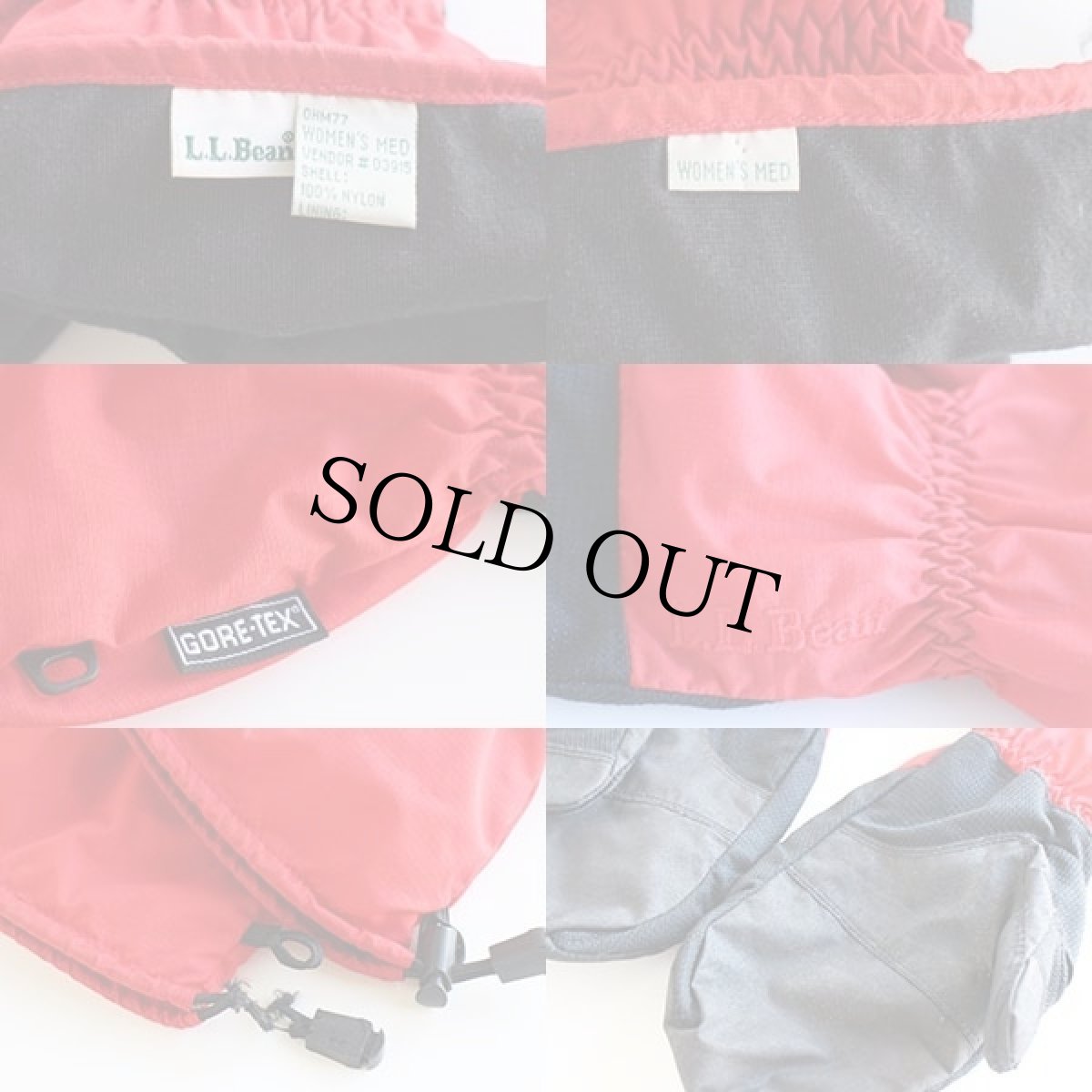 画像4: 90s L.L.Bean ツートン GORE-TEXゴアテックス ミトン グローブ 赤×黒 W-M★手袋 (4)