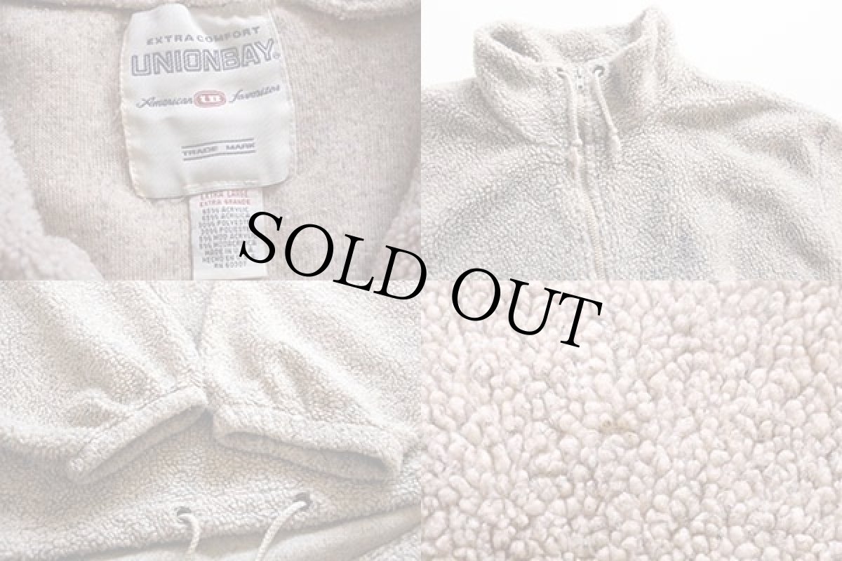 画像3: 90s USA製 UNIONBAY モックネック プルオーバー パイル フリース ベージュ XL (3)