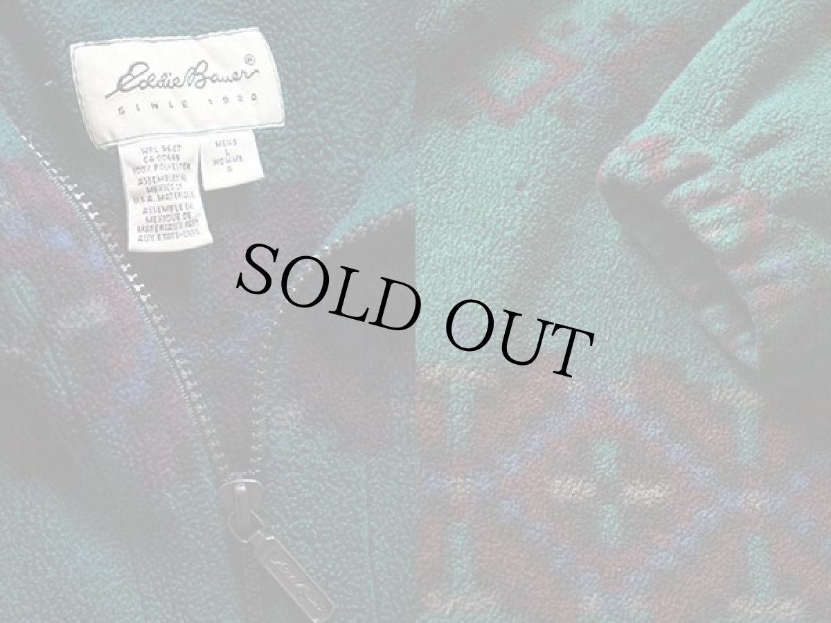 画像3: 90s EddieBauerエディーバウアー 総柄 プルオーバー POLARTEC フリース L (3)