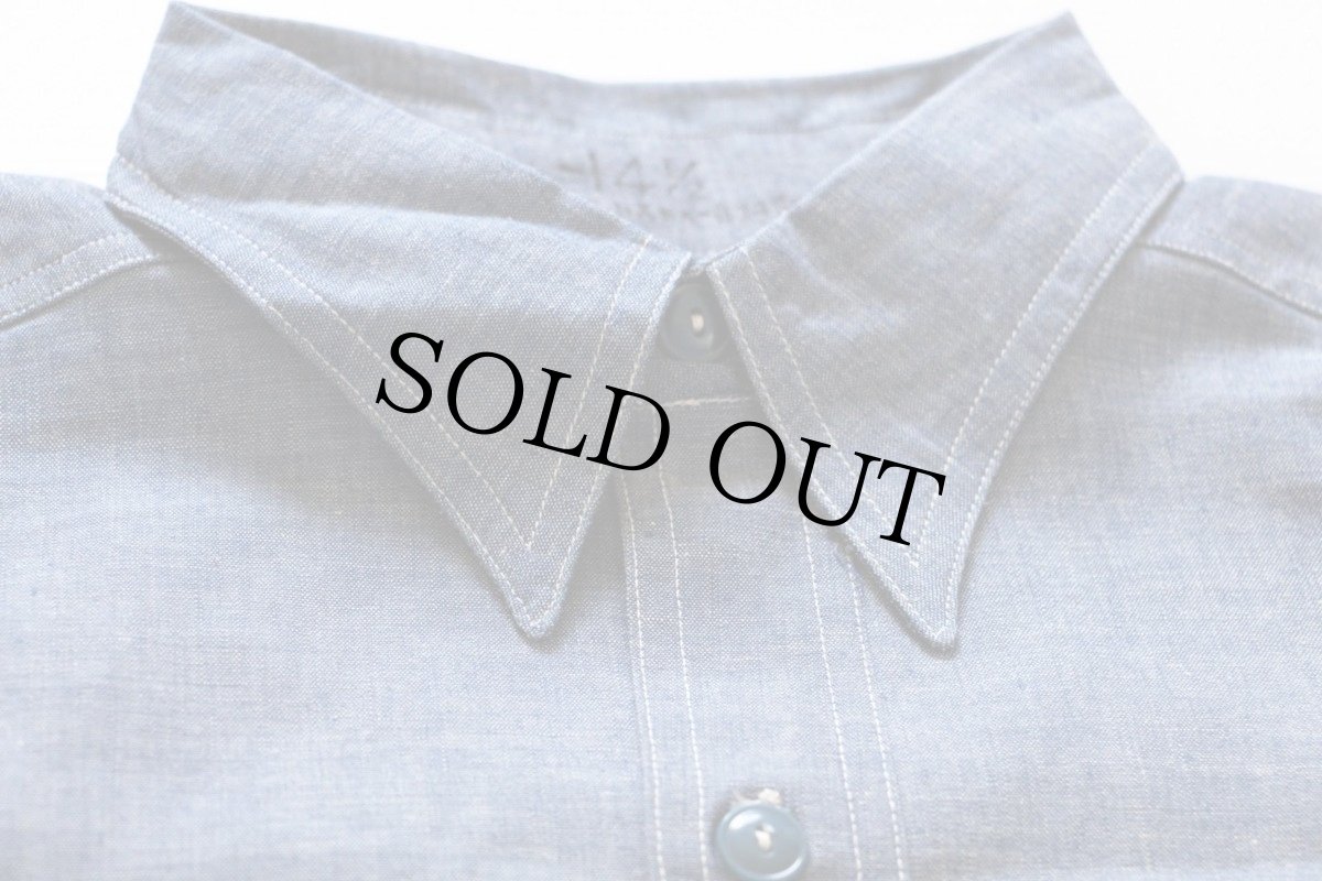 画像4: デッドストック★40s 米軍 U.S.NAVY M-43 マチ付き コットン シャンブレーシャツ 14.5 (4)