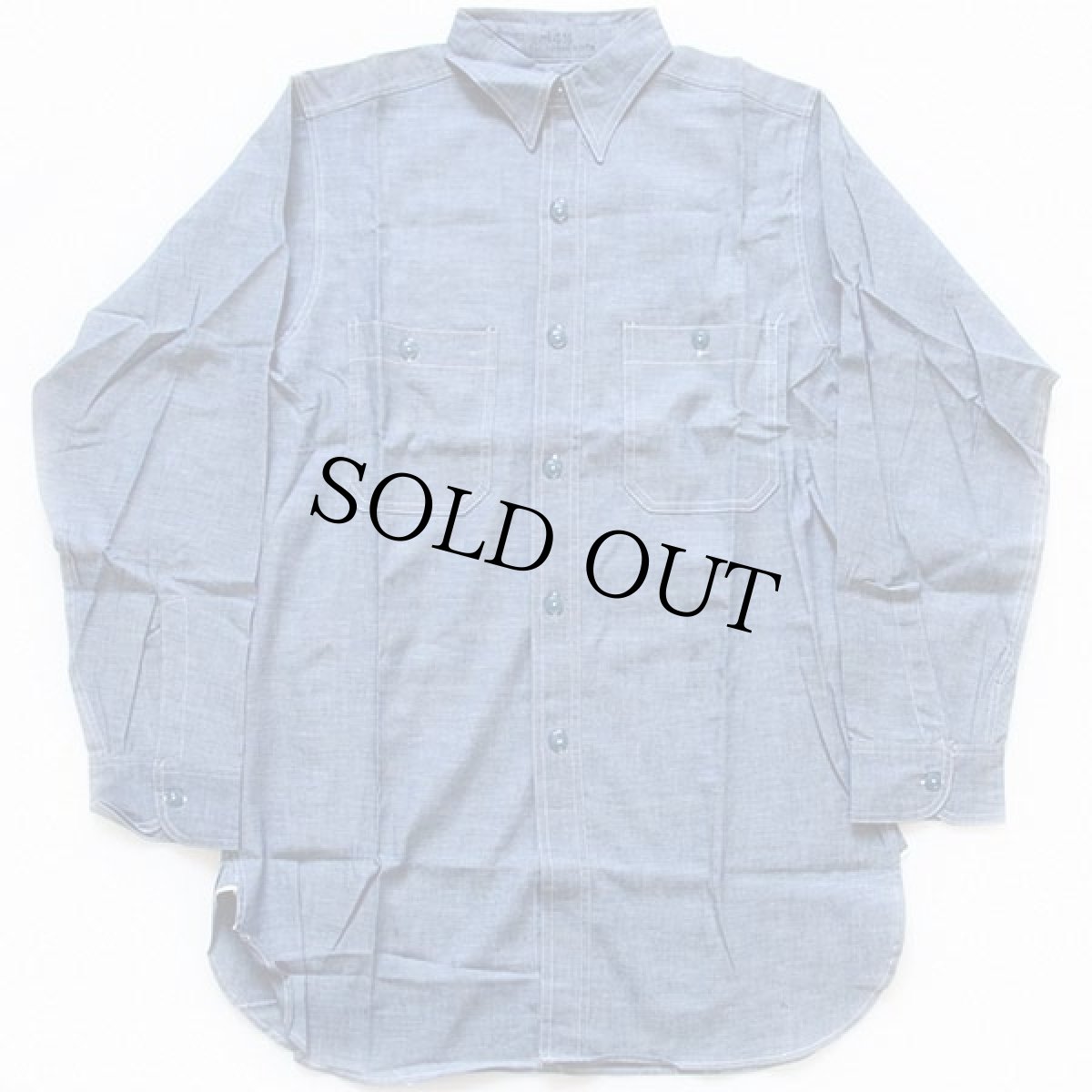 画像2: デッドストック★40s 米軍 U.S.NAVY M-43 マチ付き コットン シャンブレーシャツ 14.5 (2)