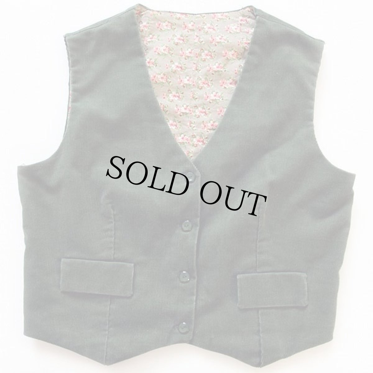 画像5: ビンテージ 花柄 パフスリーブ ワンピース&コーデュロイベスト セット (5)