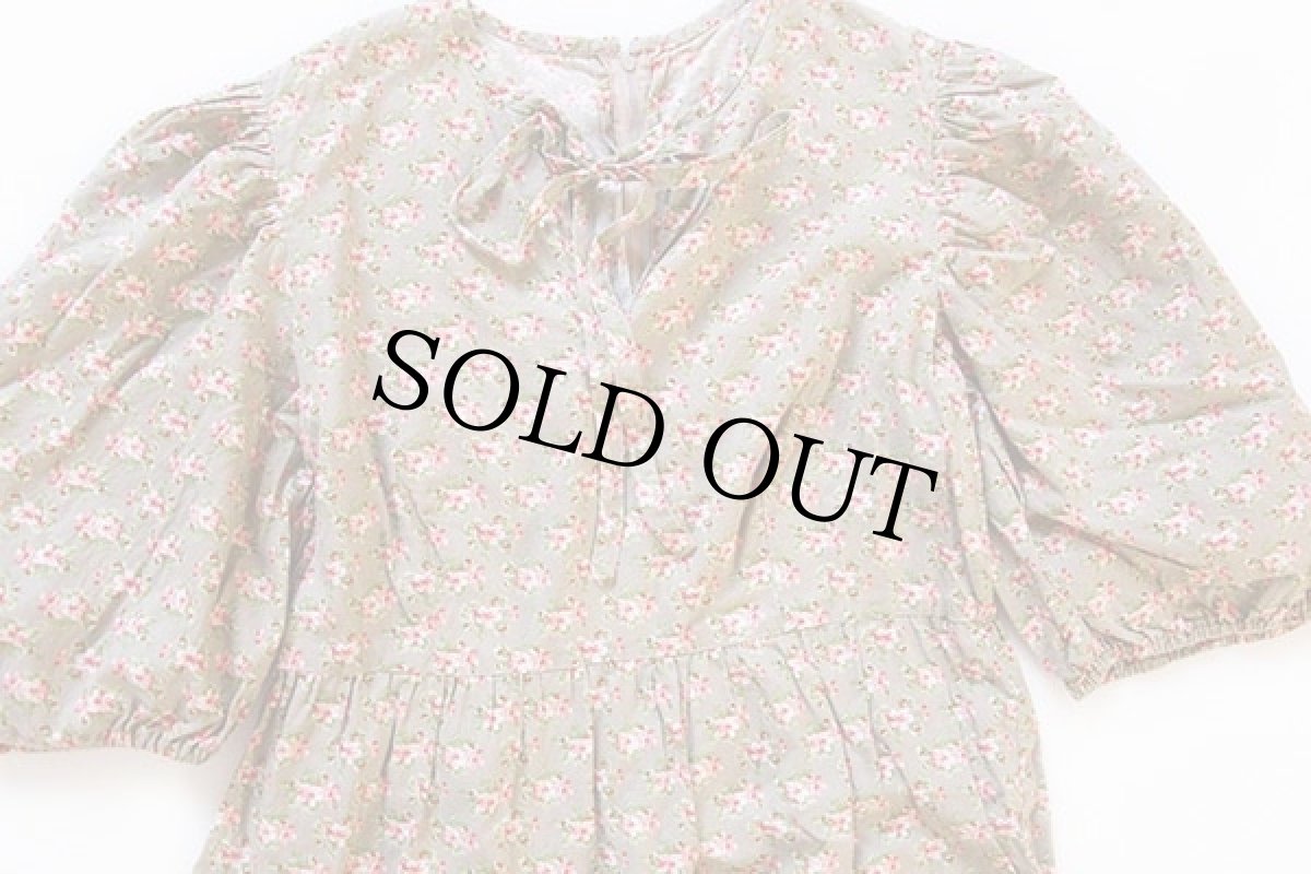 画像3: ビンテージ 花柄 パフスリーブ ワンピース&コーデュロイベスト セット (3)