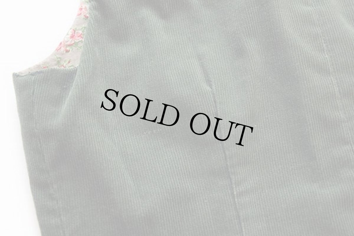 画像6: ビンテージ 花柄 パフスリーブ ワンピース&コーデュロイベスト セット (6)