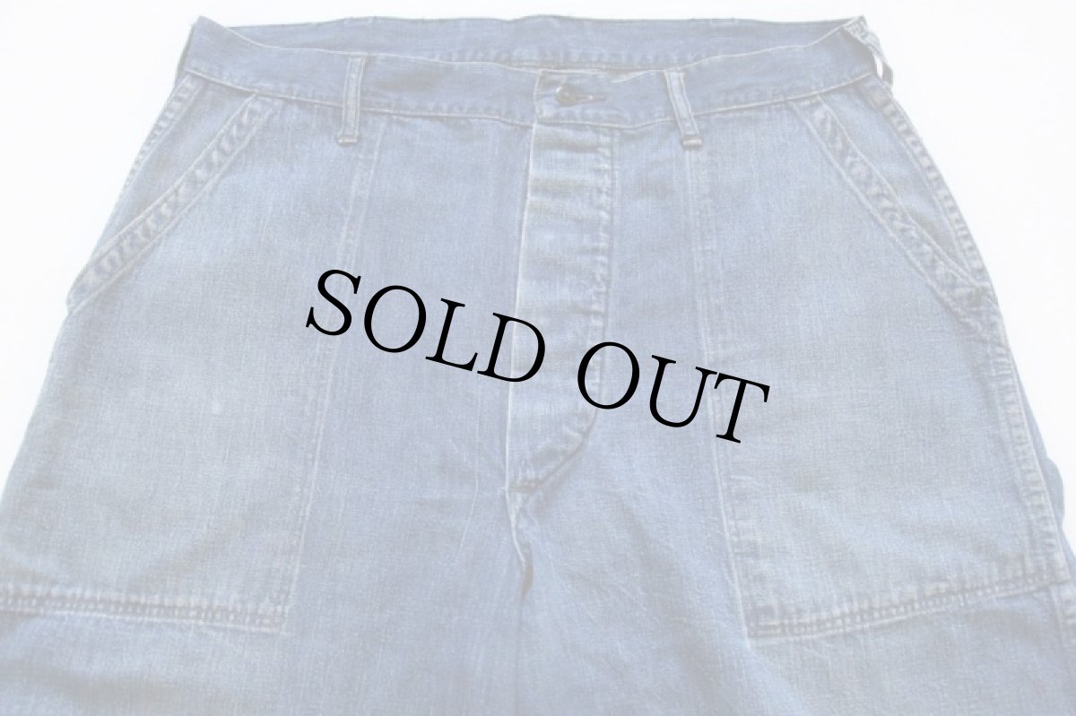 画像2: 40s 米軍 U.S.NAVY インディゴ デニム トラウザーズ w34 (2)