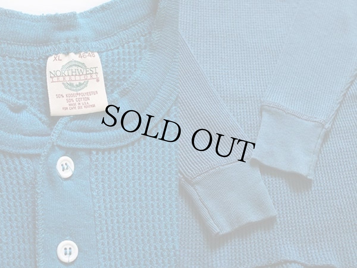 画像3: 90s USA製 NORTHWEST TERRITORY ヘンリーネック サーマルシャツ 青 XL (3)