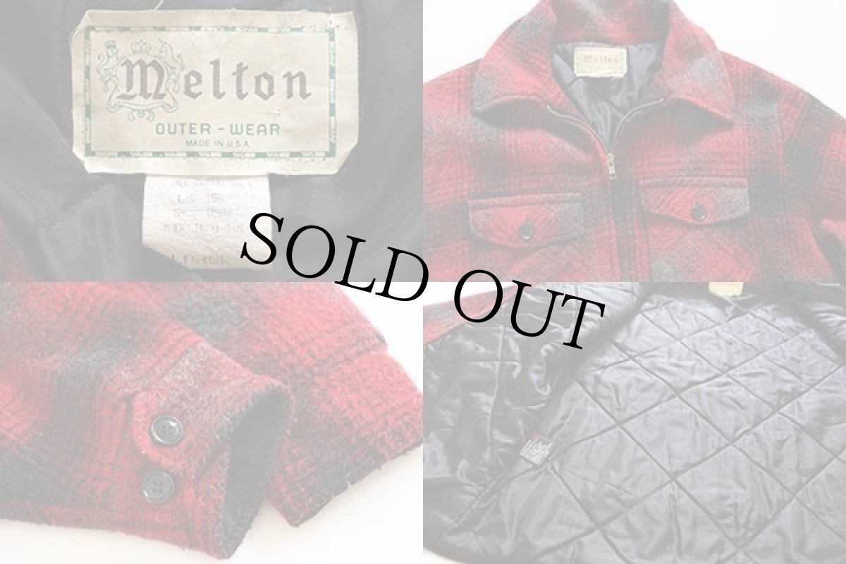 画像3: 90s USA製 melton オンブレチェック Thinsulate中綿入り ウールジャケット L (3)