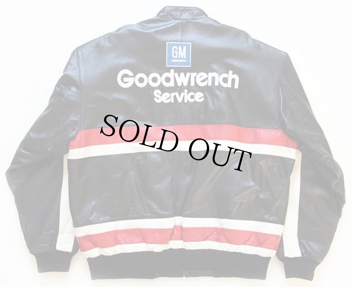 画像2: CHASE NASCAR GM Goodwrench SERVICE 刺繍&パッチ付き レザー レーシングジャケット 黒 XL (2)