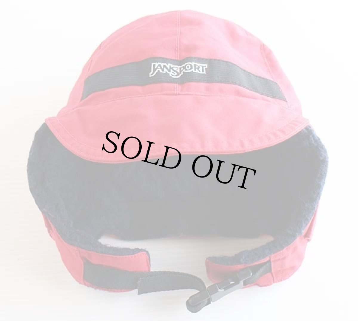 画像2: 90s JANSPORTジャンスポーツ パイル フリースライナー 耳当て付き ナイロンキャップ 赤 (2)