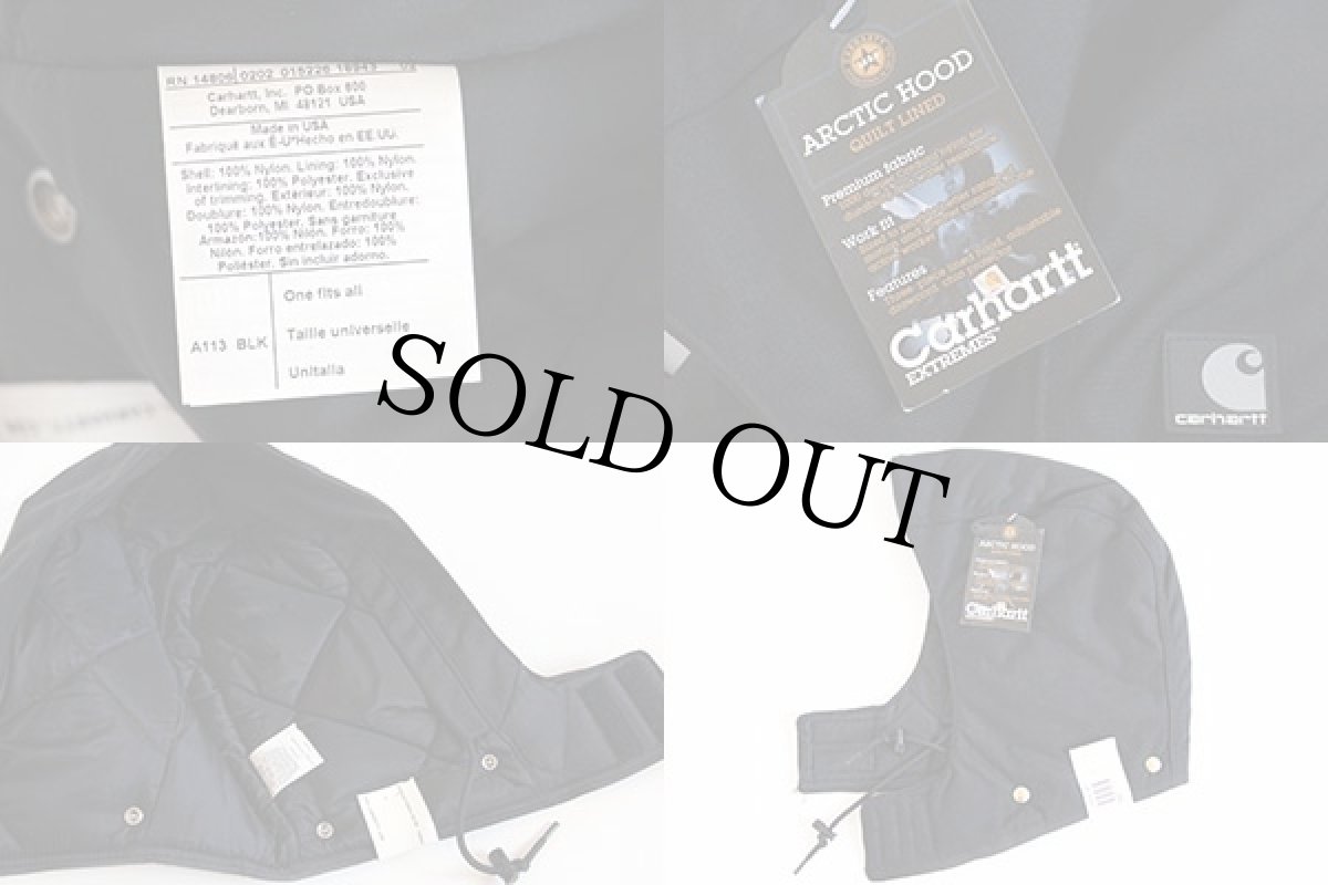 画像4: デッドストック★00s USA製 carharttカーハート ARCTIC HOOD キルティングライナー ナイロンフード 黒 (4)