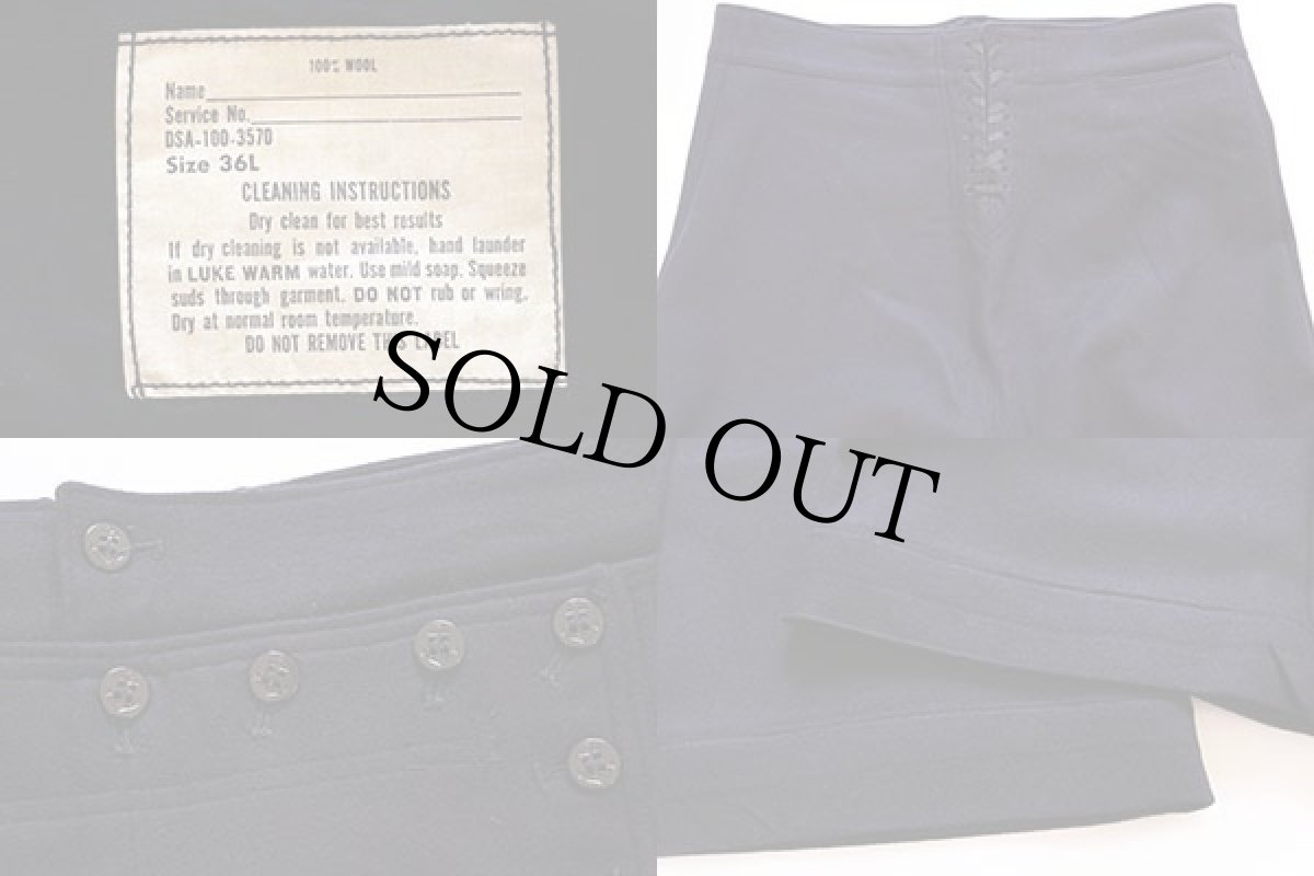 画像3: 60s 米軍 U.S.NAVY メルトン ウール セーラーパンツ 濃紺 36L (3)