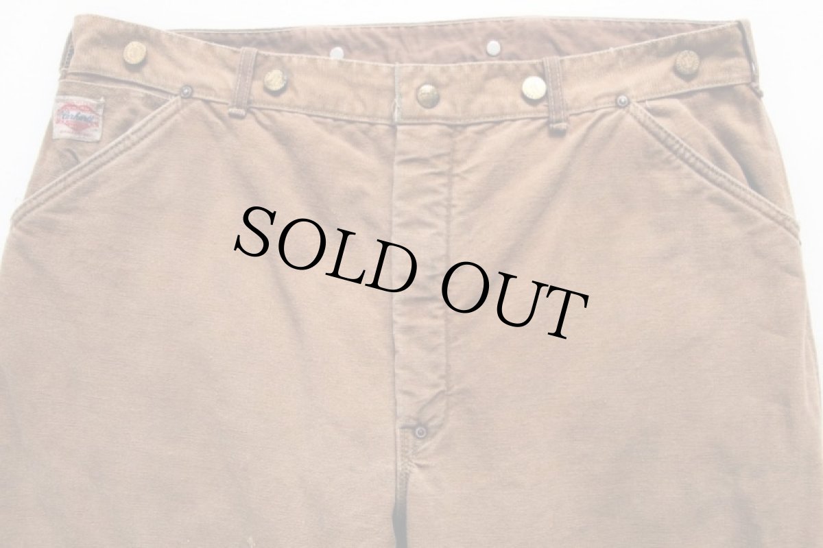 画像3: 50s carharttカーハート ハートタグ ブランケットライナー ダック地 ペインターパンツ 茶 w38 (3)