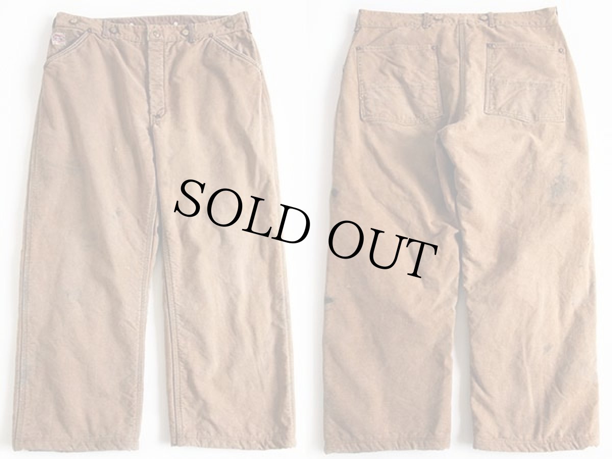 画像2: 50s carharttカーハート ハートタグ ブランケットライナー ダック地 ペインターパンツ 茶 w38 (2)