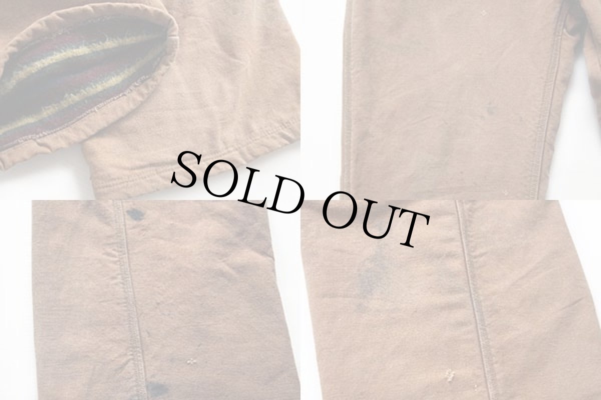 画像9: 50s carharttカーハート ハートタグ ブランケットライナー ダック地 ペインターパンツ 茶 w38 (9)