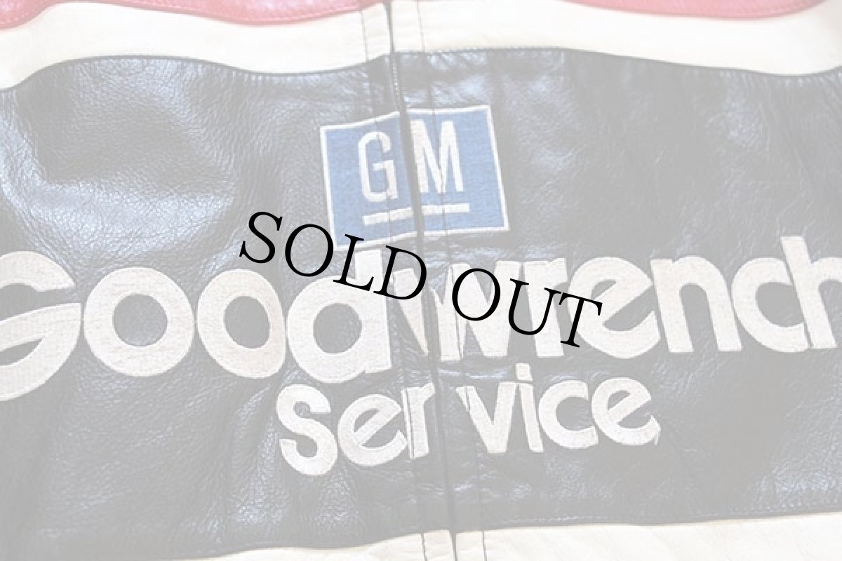 画像6: CHASE NASCAR GM Goodwrench SERVICE 刺繍&パッチ付き レザー レーシングジャケット 黒 XL (6)