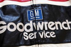 画像6: CHASE NASCAR GM Goodwrench SERVICE 刺繍&パッチ付き レザー レーシングジャケット 黒 XL (6)