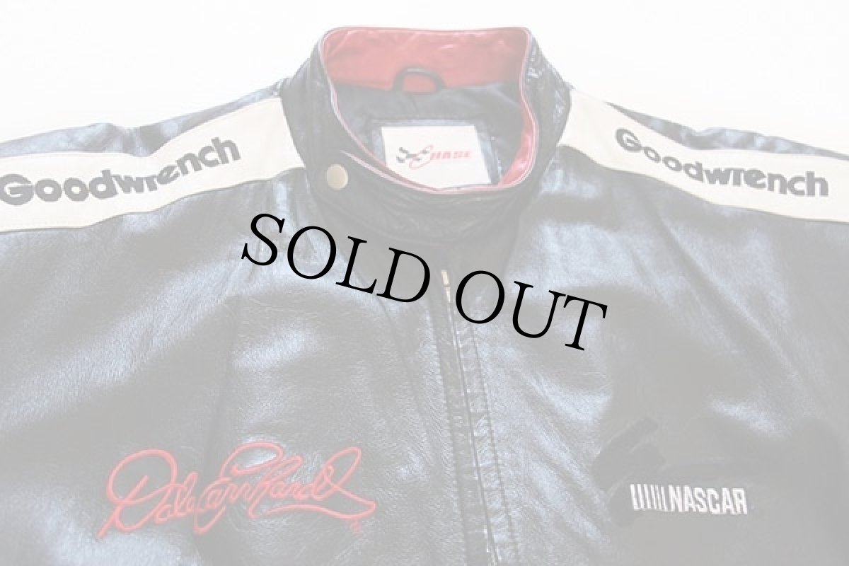 画像4: CHASE NASCAR GM Goodwrench SERVICE 刺繍&パッチ付き レザー レーシングジャケット 黒 XL (4)