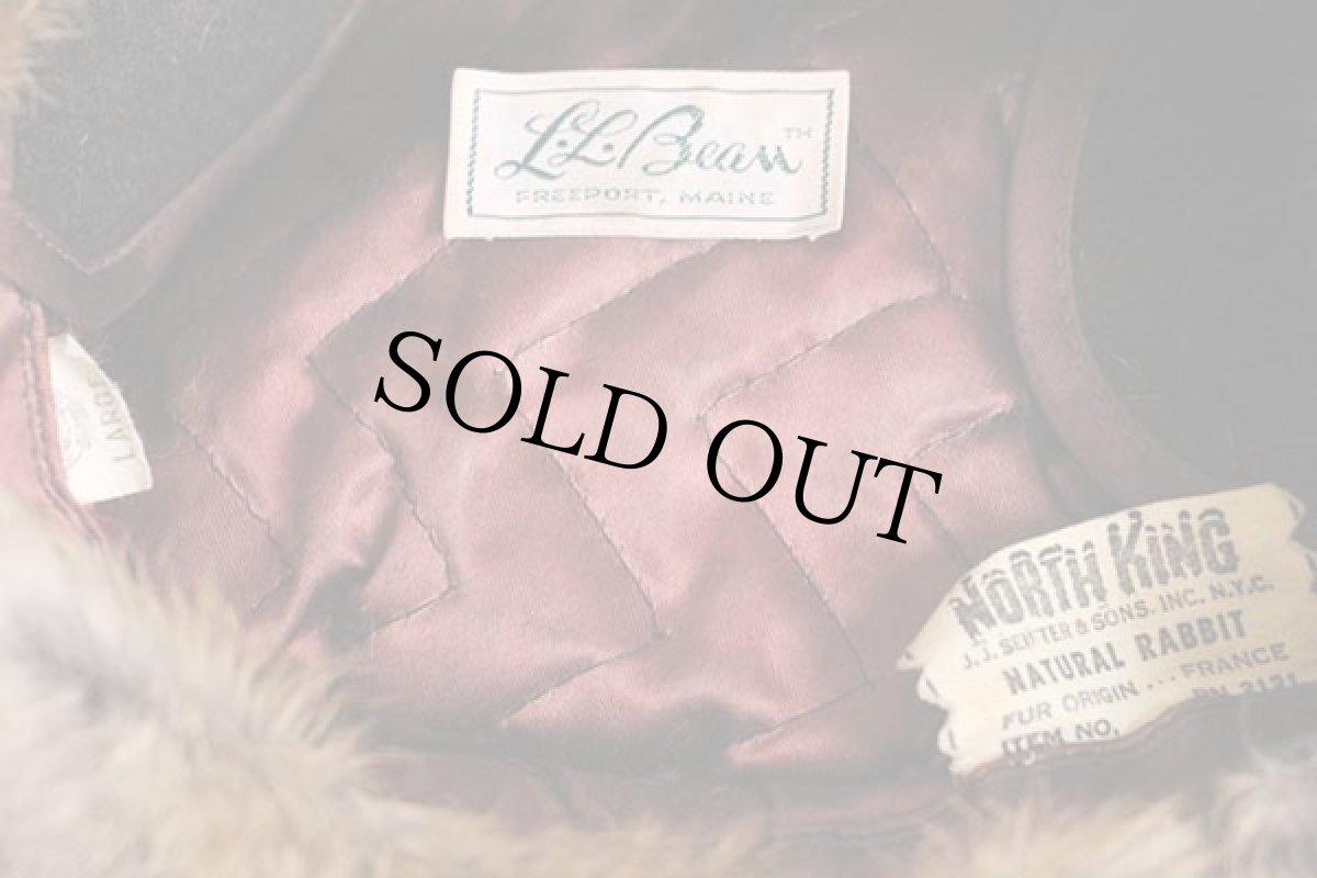 画像4: 70s NORTH KING×L.L.Bean 筆記体タグ 耳当て付き ラビットファー キャップ L (4)