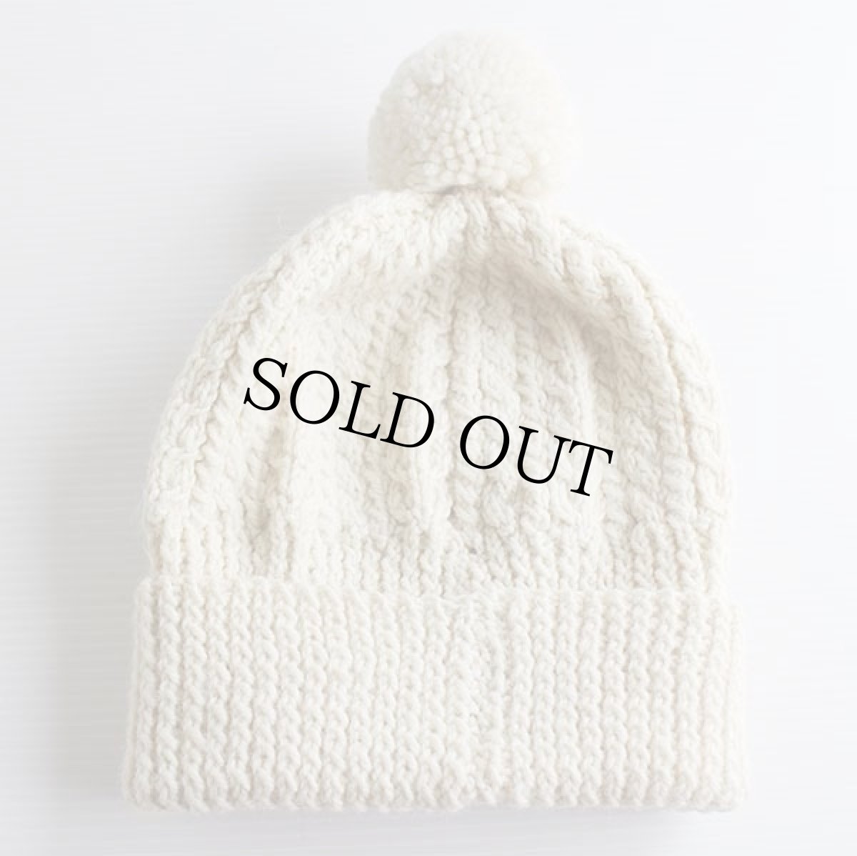 画像2: ケーブル編み ウールニット キャップ ナチュラル★フィッシャーマン (2)