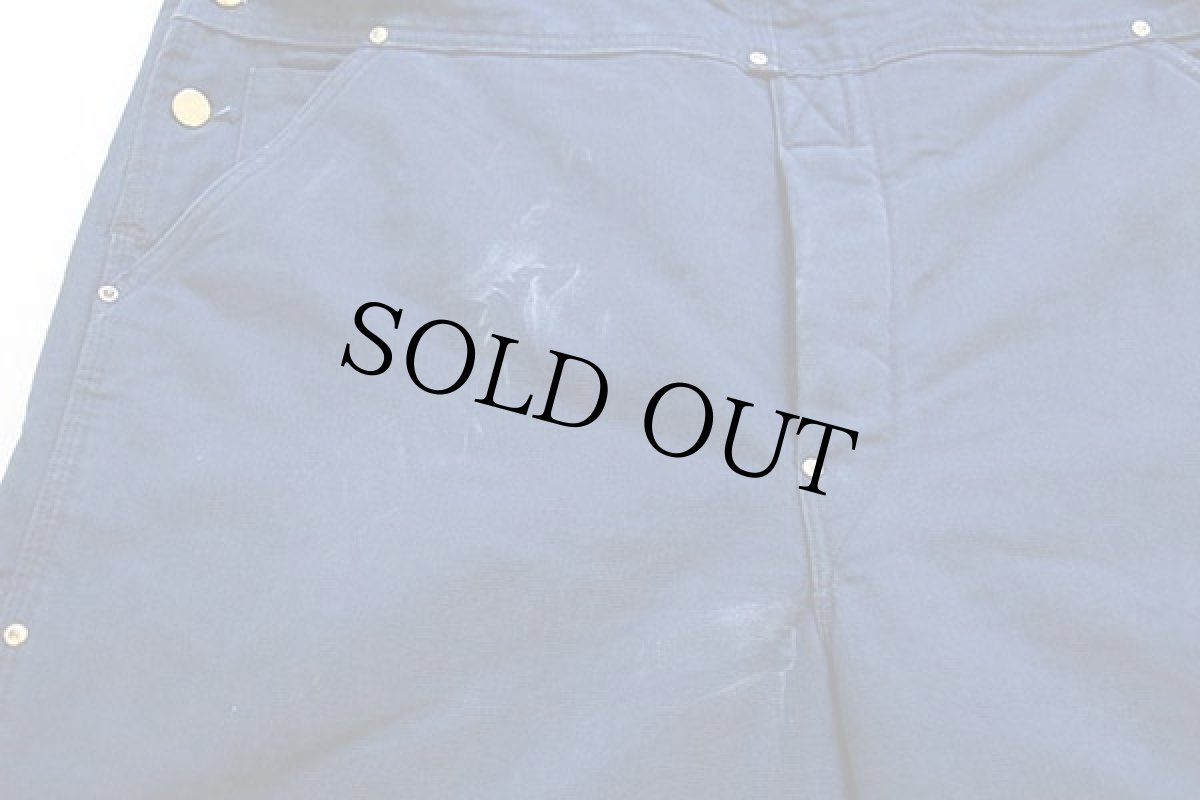 画像8: 00s USA製 carharttカーハート キルティングライナー ダック地 ダブルニー オーバーオール 紺 w42 L30 (8)