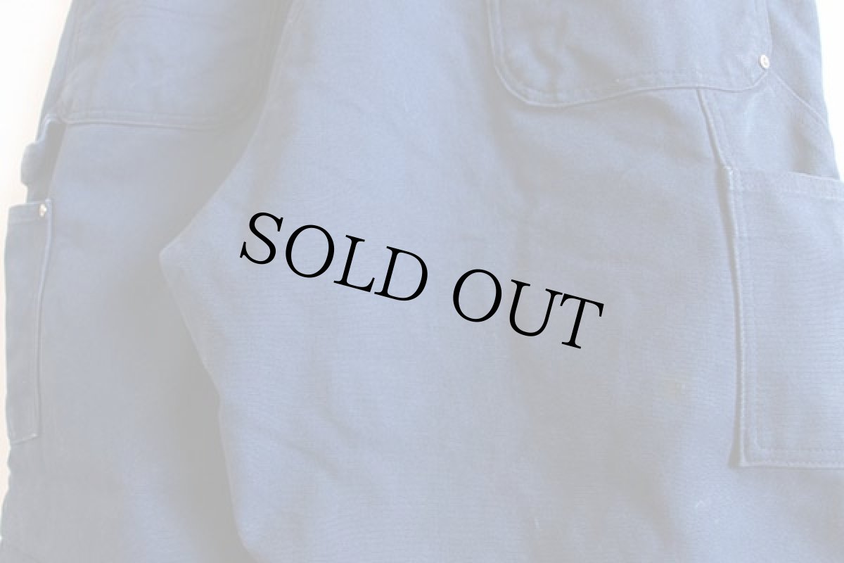 画像5: 00s USA製 carharttカーハート キルティングライナー ダック地 ダブルニー オーバーオール 紺 w42 L30 (5)