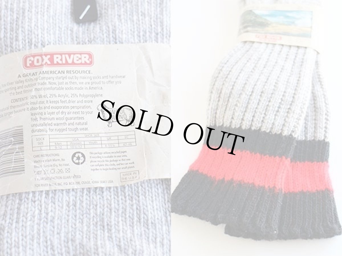 画像3: デッドストック USA製 FOX RIVER BOOT&FIELD ライン入り ウール混 ブーツ ソックス 杢グレー L★靴下 (3)