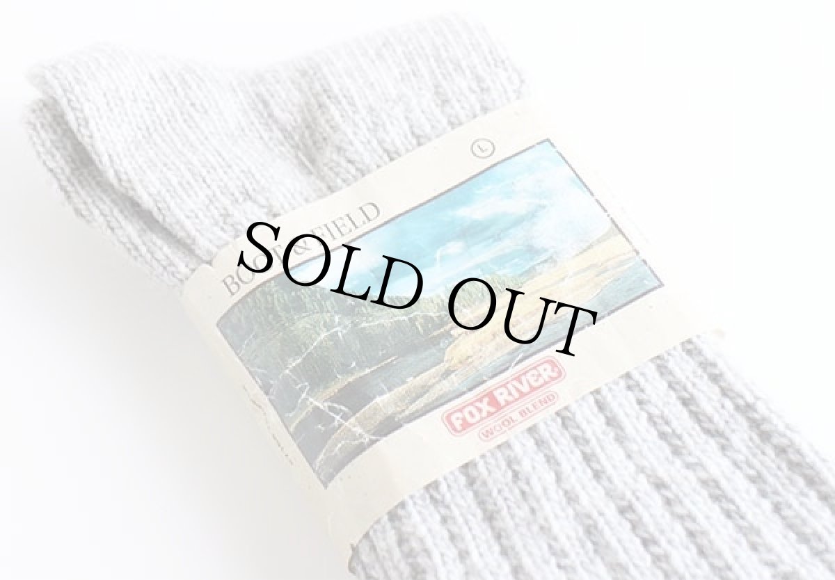 画像2: デッドストック USA製 FOX RIVER BOOT&FIELD ライン入り ウール混 ブーツ ソックス 杢グレー L★靴下 (2)