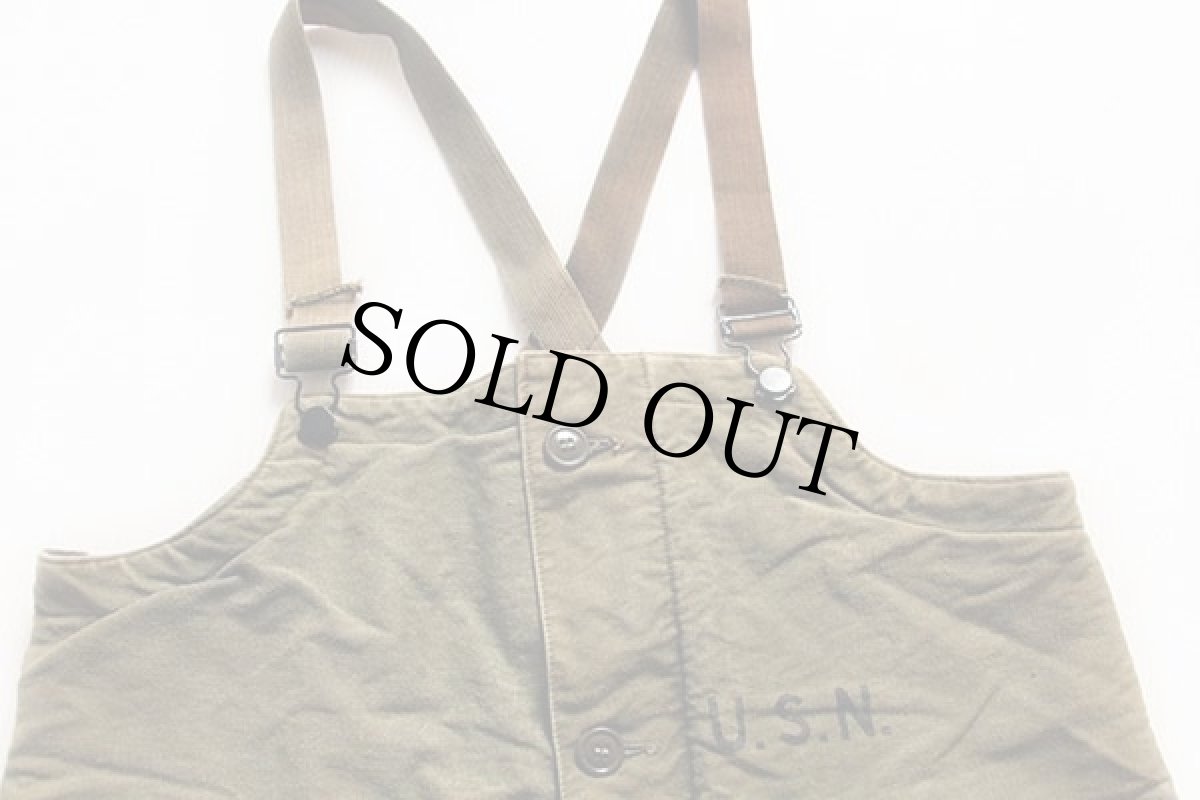 画像3: 40s 米軍 U.S.NAVY N-1 デッキパンツ オリーブドラブ M★オーバーオール (3)