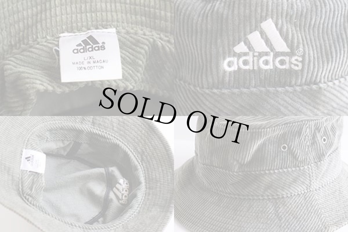 画像4: 90s adidasアディダス ロゴ刺繍 太畝 コーデュロイ バケットハット 薄緑 L/XL (4)