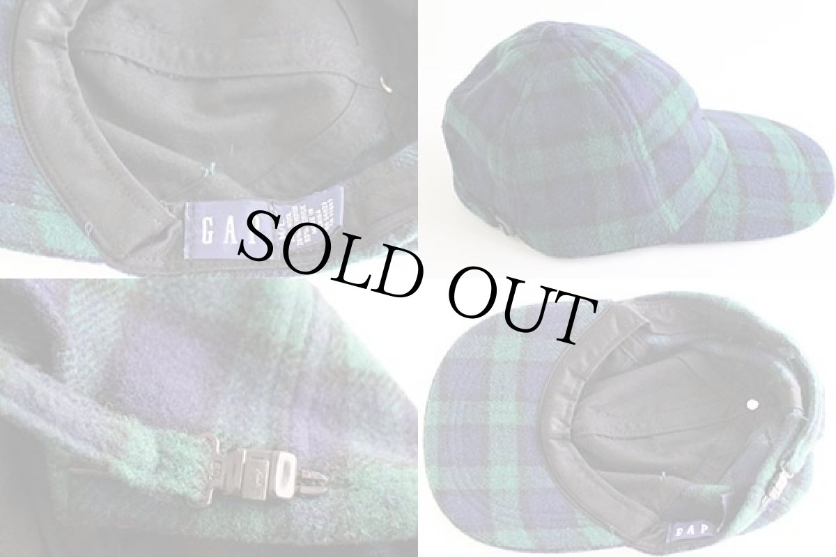 画像3: 90s GAPギャップ タータンチェック ウール混 キャップ M/L (3)