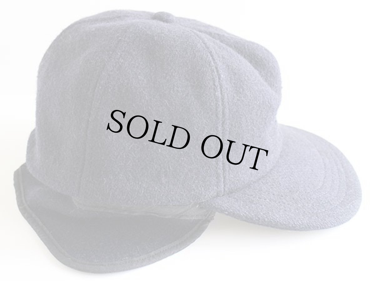 画像4: 80s UNKNOWN 耳当て付き 無地 ウールキャップ 紺 (4)