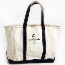 画像1: 90s L.L.Bean BOAT AND TOTE Eagle Springs Lodge刺繍 キャンバス トートバッグ 紺 L★ラージ (1)