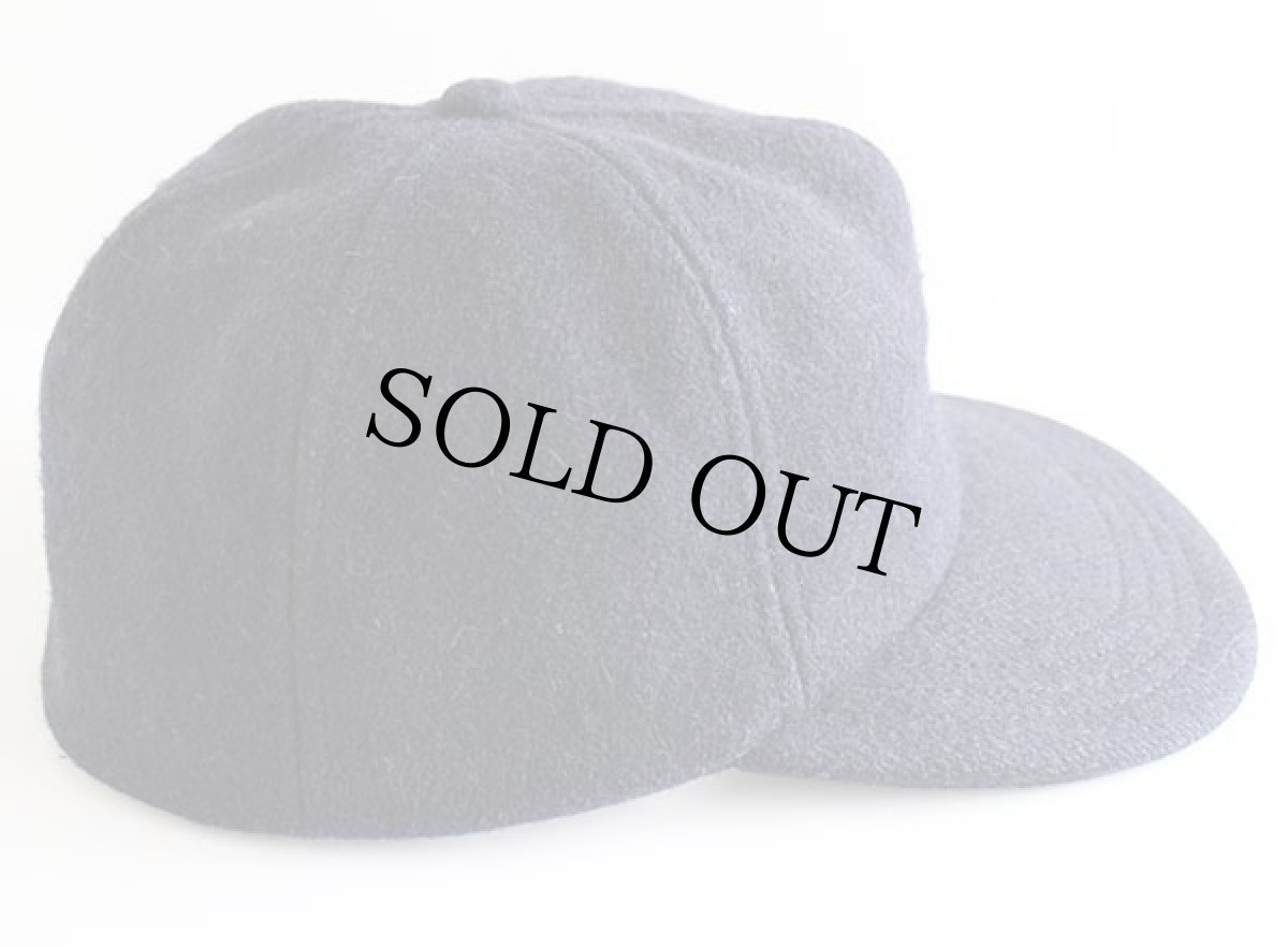 画像3: 80s UNKNOWN 耳当て付き 無地 ウールキャップ 紺 (3)