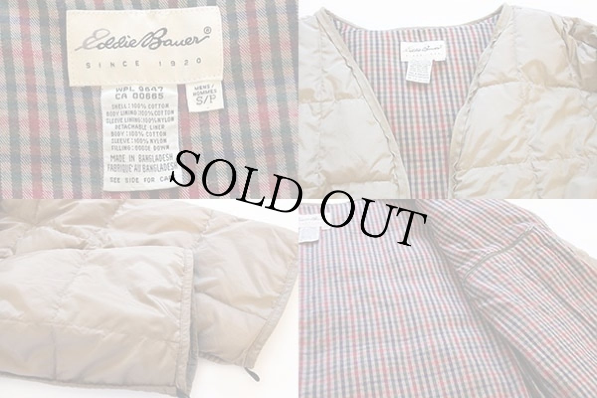 画像3: 90s EddieBauerエディーバウアー ダウン キルティングライナー タン (3)