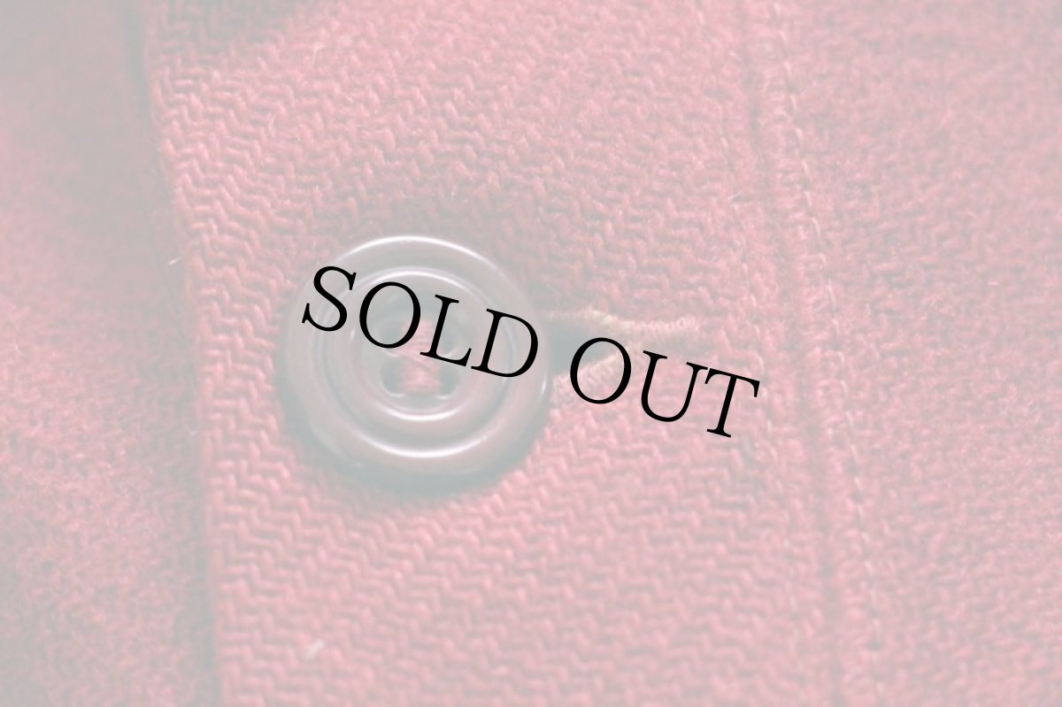 画像5: 30s フェルトパッチ付き ディアスキン 袖革 ボタンスタジャン ボロ 赤 38★ボタスタ (5)