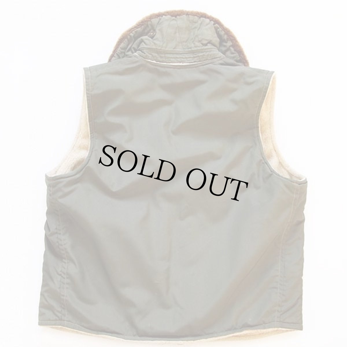 画像2: 40s UNKNOWN リメイク チンスト付き ウールパイルライナー ナイロン フライトベスト (2)